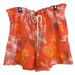 GAP Women's Floral Linen Blend Caribean Beach Pull On Shorts XL